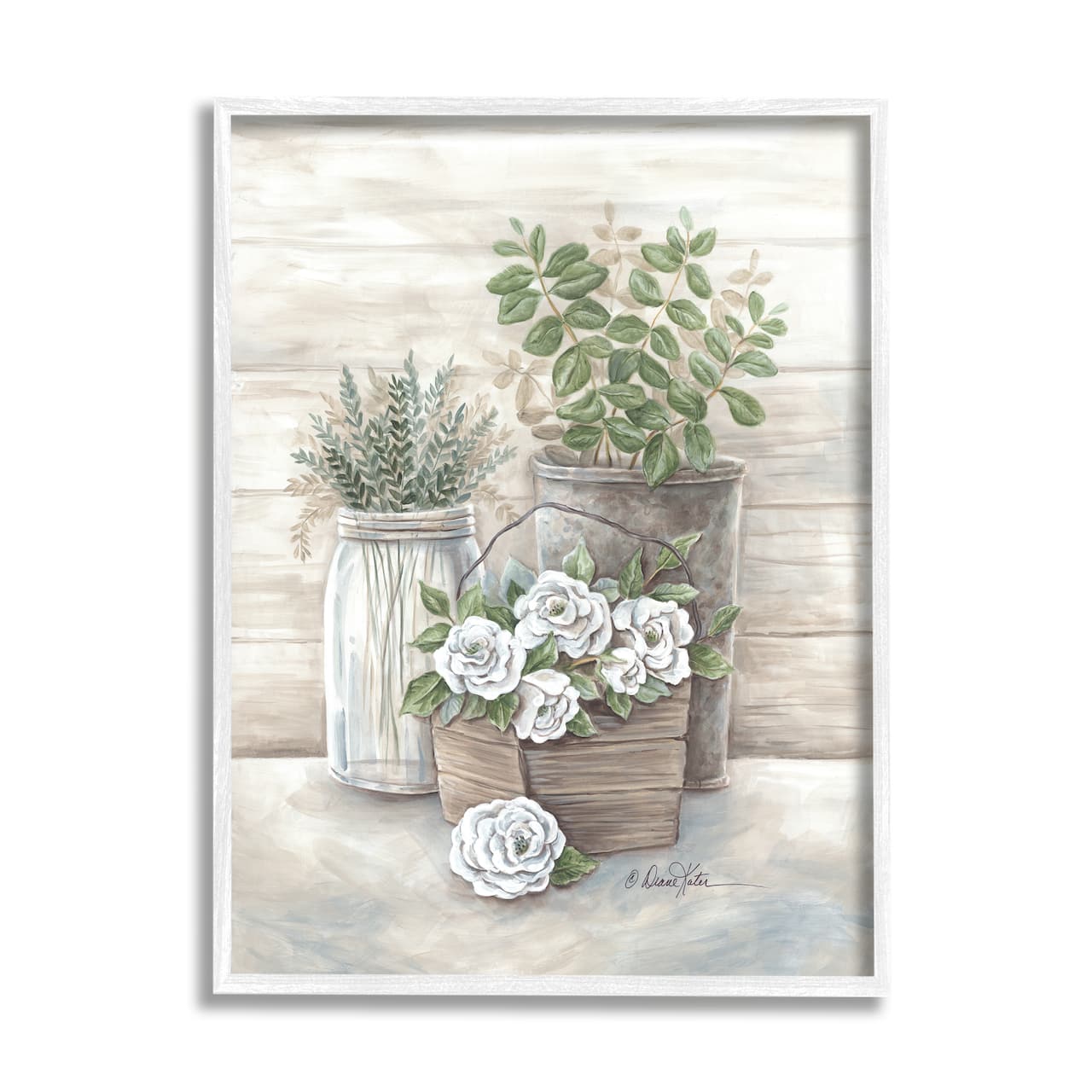 Stupell Industries Country Succulents Botanicals Rustic Jar Framed Giclee Art